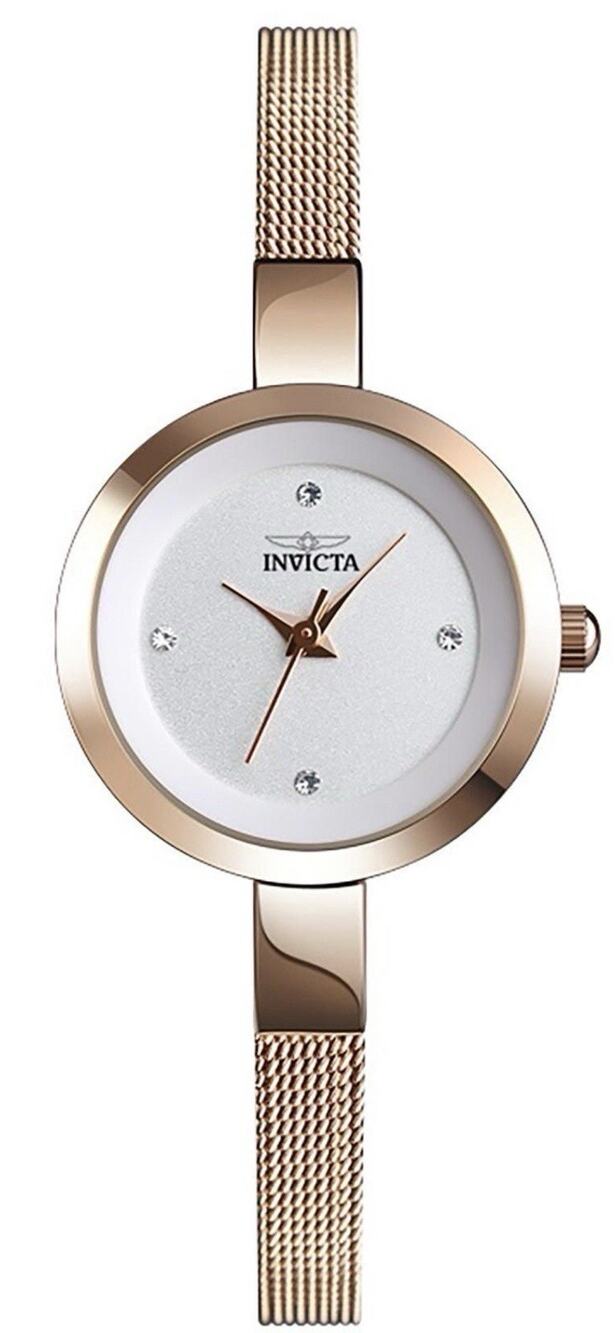 Invicta Angel Lady 26mm Rose Gold Tone Case White Dial Rose Gold Band 70292
